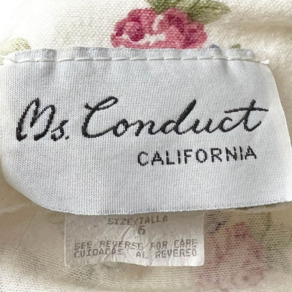 Vintage 90s Ms. Conduct Of California Short Sleeve Floral Spring Dress View 4